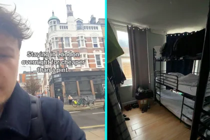 Spencer Hewins, 24, books London hostel for £6.05 - less than a pint. Bell House near Regent's Park saved him hundreds on stay. Video hits 620,600 views.